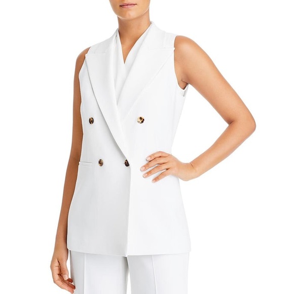 LAFAYETTE 148 NEW YORK - VAUGHN NOTCH NECK VEST TOP NWT - WHITE - Picture 2 of 2